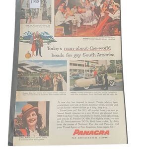 Vintage 1958 Panagra Pan American Grace Airways Man about the World Ad Advertise